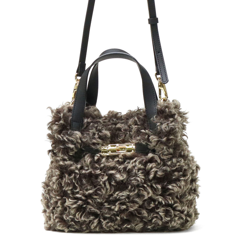 【正規品】 ヴィオラドーロ トートバッグ レディース 小さめ VIOLAd'ORO ファー バッグ 軽量 ブランド ミニ かわいい エコファー チキャンラム ショルダー 斜めがけ カジュアル おしゃれ 秋冬 2WAY ELMO V-8975