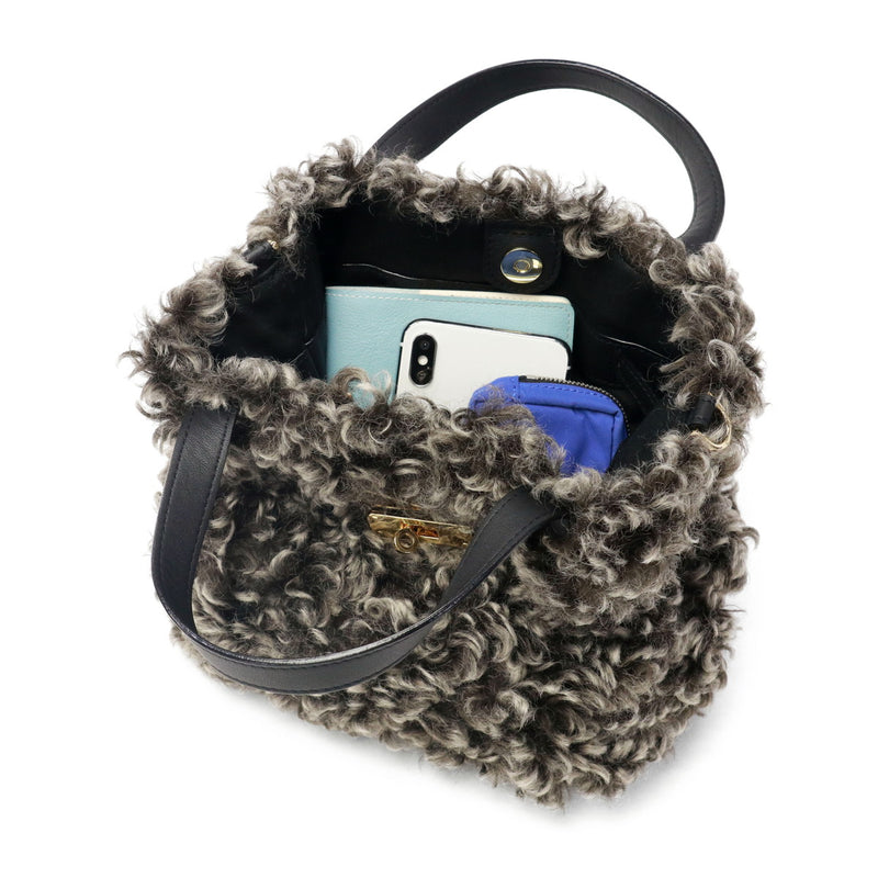 【正規品】 ヴィオラドーロ トートバッグ レディース 小さめ VIOLAd'ORO ファー バッグ 軽量 ブランド ミニ かわいい エコファー チキャンラム ショルダー 斜めがけ カジュアル おしゃれ 秋冬 2WAY ELMO V-8975