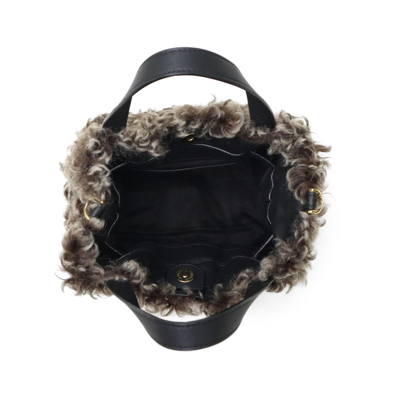 【正規品】 ヴィオラドーロ トートバッグ レディース 小さめ VIOLAd'ORO ファー バッグ 軽量 ブランド ミニ かわいい エコファー チキャンラム ショルダー 斜めがけ カジュアル おしゃれ 秋冬 2WAY ELMO V-8975