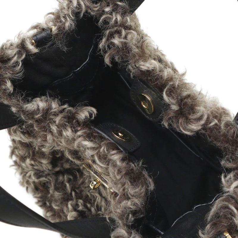 【正規品】 ヴィオラドーロ トートバッグ レディース 小さめ VIOLAd'ORO ファー バッグ 軽量 ブランド ミニ かわいい エコファー チキャンラム ショルダー 斜めがけ カジュアル おしゃれ 秋冬 2WAY ELMO V-8975