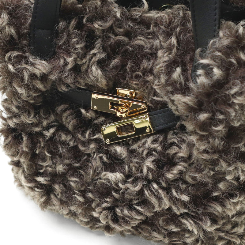 【正規品】 ヴィオラドーロ トートバッグ レディース 小さめ VIOLAd'ORO ファー バッグ 軽量 ブランド ミニ かわいい エコファー チキャンラム ショルダー 斜めがけ カジュアル おしゃれ 秋冬 2WAY ELMO V-8975