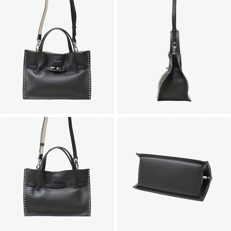 【正規品】 ヴィオラドーロ トートバッグ レディース 小さめ VIOLAd'ORO バッグ トート A5 Mサイズ ブランド かわいい 2WAY ショルダー 本革 牛革 コンパクト スタッズ おしゃれ ハンドバッグ 女性 MIRO V-8993