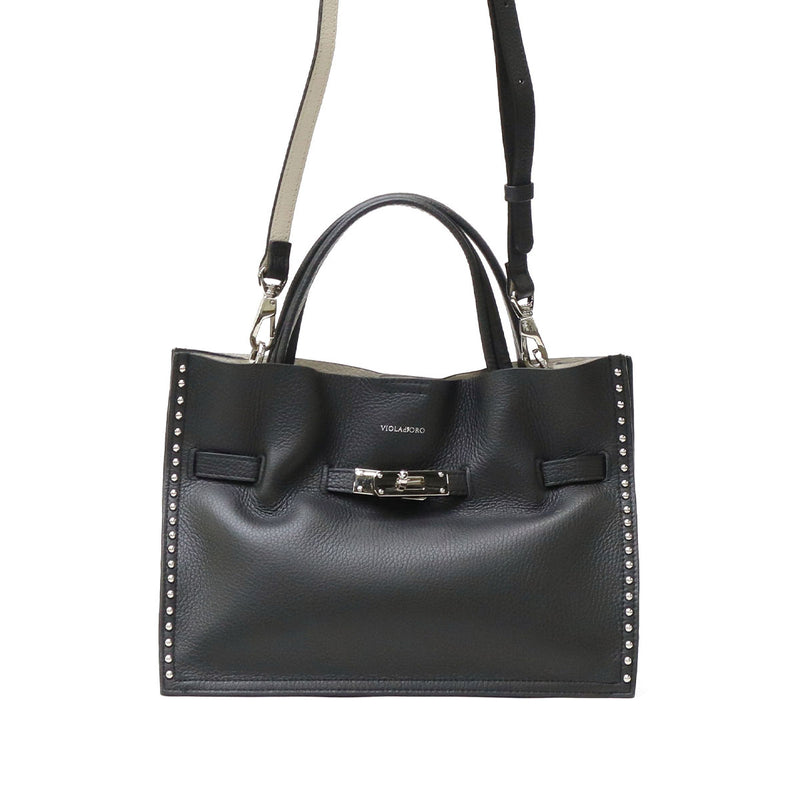 【正規品】 ヴィオラドーロ トートバッグ レディース 小さめ VIOLAd'ORO バッグ トート A5 Mサイズ ブランド かわいい 2WAY ショルダー 本革 牛革 コンパクト スタッズ おしゃれ ハンドバッグ 女性 MIRO V-8993