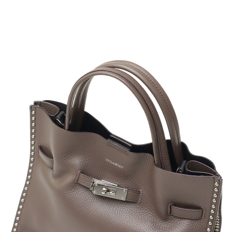 【正規品】 ヴィオラドーロ トートバッグ レディース 小さめ VIOLAd'ORO バッグ トート A5 Mサイズ ブランド かわいい 2WAY ショルダー 本革 牛革 コンパクト スタッズ おしゃれ ハンドバッグ 女性 MIRO V-8993