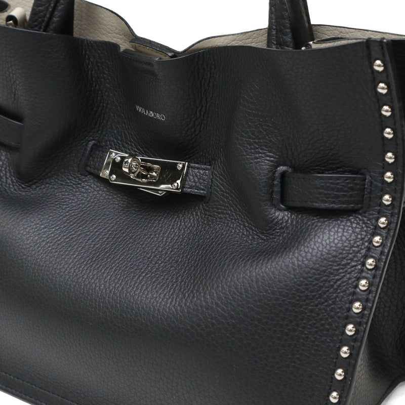 【正規品】 ヴィオラドーロ トートバッグ レディース 小さめ VIOLAd'ORO バッグ トート A5 Mサイズ ブランド かわいい 2WAY ショルダー 本革 牛革 コンパクト スタッズ おしゃれ ハンドバッグ 女性 MIRO V-8993