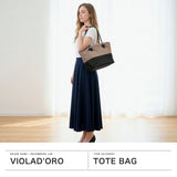 【正規品】 ヴィオラドーロ トートバッグ レディース VIOLAd'ORO Mサイズ 軽い 軽量 ブランド かわいい 通勤 レザーコンビ ナイロン 日本製 B5 BIANCA ノットハンドル バイカラーナイロントート M V-2250