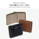 【正規品】 ヴィオラドーロ 二つ折り財布 レディース 本革 ファスナー ブランド VIOLAd’ORO BOX型小銭入れ L字ファスナー スタッズ コンパクト おしゃれ 札 小銭 カード 大人 上質 レザー 高級感 PORTA V-5080