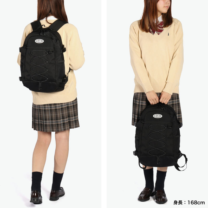 X-girl backpack 여자 배낭 대용량 학교 통근 여행 X-girl bag 경량 경량 세련된 PC 저장 16 인치 A4 B4 30L 타원형 로고 번지 코드 백팩 105251053006