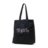 エックスガール トートバッグ レディース A4 B4 大きめ X-girl バッグ 軽量 軽い 布 ブランド 縦 縦型 通学 デニム デニム生地 ラインストーン トート おしゃれ RHINESTONE STARDUST LOGO TOTE BAG 105252053001
