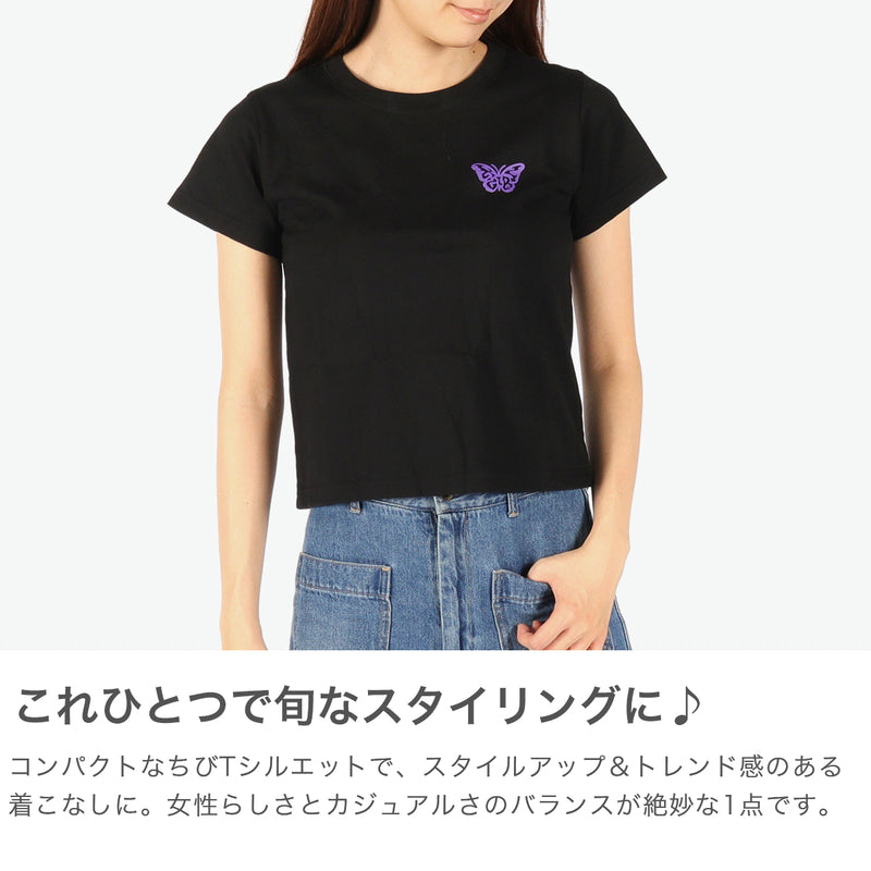 エックスガール Tシャツ レディース X-girl 半袖 綿100% 無地 ロゴ ブランド おしゃれ かわいい カジュアル クルーネック 2枚セット 白 黒 コンパクト トップス カットソー LOGO AND BUTTERFLY 2P S/S BABY TEE 105252011032