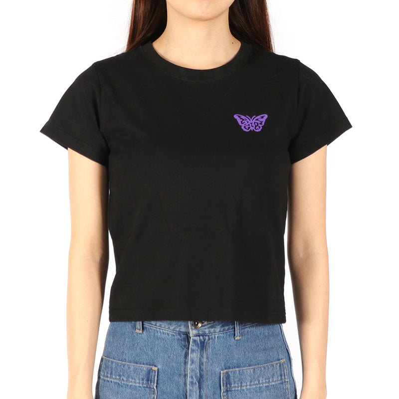 エックスガール Tシャツ レディース X-girl 半袖 綿100% 無地 ロゴ ブランド おしゃれ かわいい カジュアル クルーネック 2枚セット 白 黒 コンパクト トップス カットソー LOGO AND BUTTERFLY 2P S/S BABY TEE 105252011032