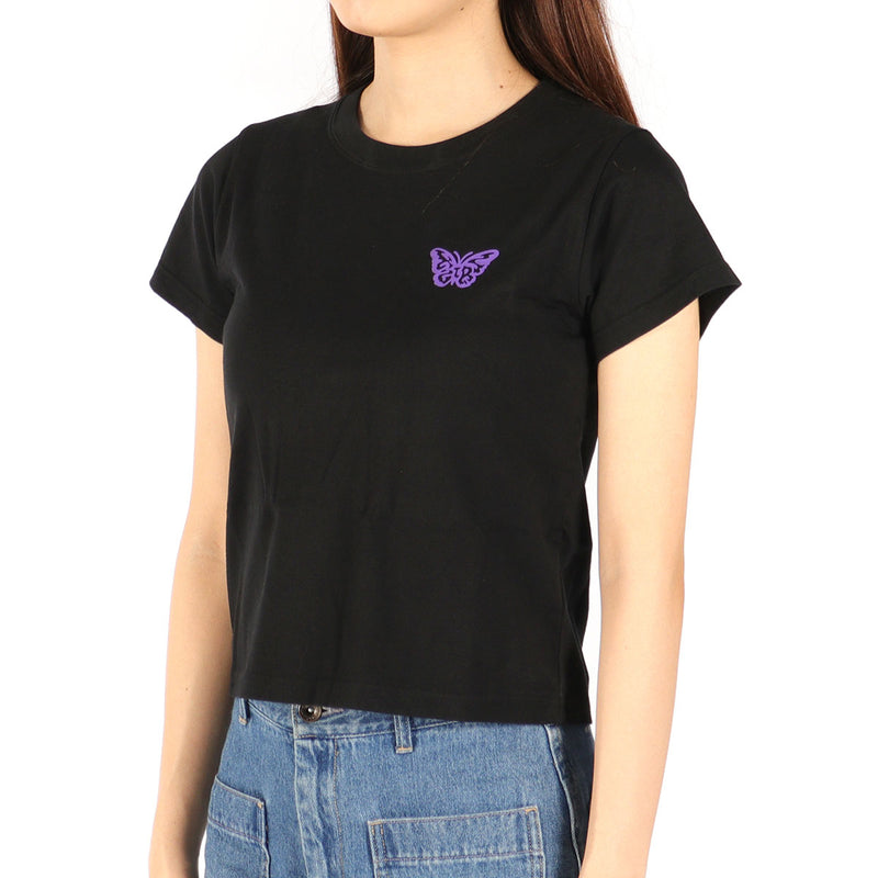 エックスガール Tシャツ レディース X-girl 半袖 綿100% 無地 ロゴ ブランド おしゃれ かわいい カジュアル クルーネック 2枚セット 白 黒 コンパクト トップス カットソー LOGO AND BUTTERFLY 2P S/S BABY TEE 105252011032