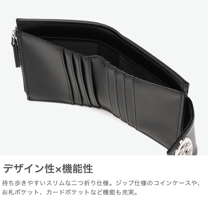 エックスガール 財布 レディース コンパクト 二つ折り X-girl 二つ折り財布 小さめ ブランド ミニ財布 かわいい おしゃれ 二つ折 薄い スリム 小銭入れ カード ロゴ METAL OVAL LOGO BUCKLE WALLET 105252054002