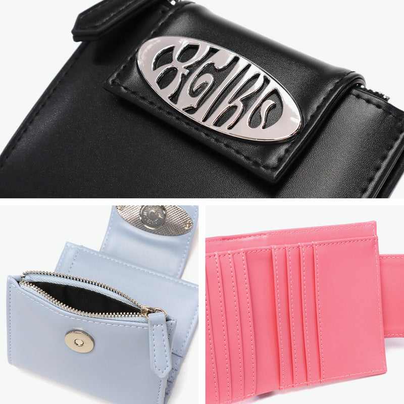 エックスガール 財布 レディース コンパクト 二つ折り X-girl 二つ折り財布 小さめ ブランド ミニ財布 かわいい おしゃれ 二つ折 薄い スリム 小銭入れ カード ロゴ METAL OVAL LOGO BUCKLE WALLET 105252054002