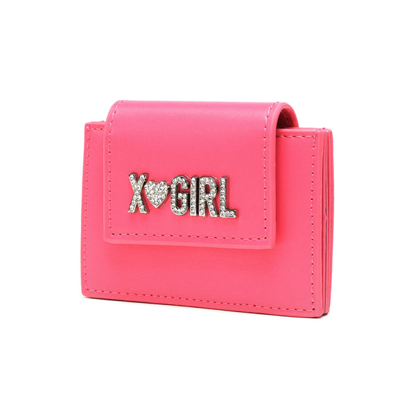 エックスガール カードケース 薄型 じゃばら レディース スリム X-girl パスケース ブランド おしゃれ かわいい カード入れ ミニ財布 ミニ コンパクト ケース 軽量 ICカード 通学 Y2K RHINESTONE LABEL CARD CASE 105252054012