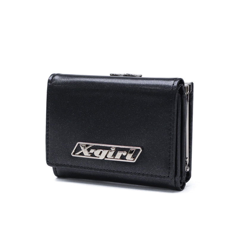 Dompet dompet tri-lipat x-gadis untuk wanita sekolah menengah gadis x-girl kompak tri-lipat jenama hitam logo plat mini dompet 105252054008