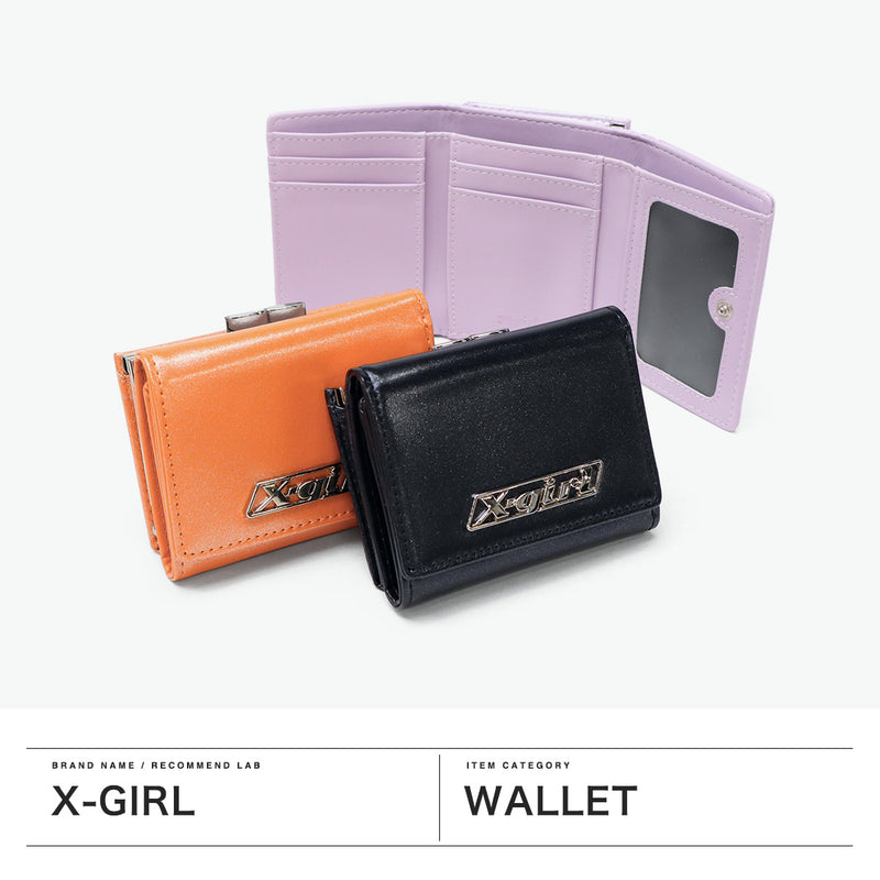 Dompet dompet tri-lipat x-gadis untuk wanita sekolah menengah gadis x-girl kompak tri-lipat jenama hitam logo plat mini dompet 105252054008