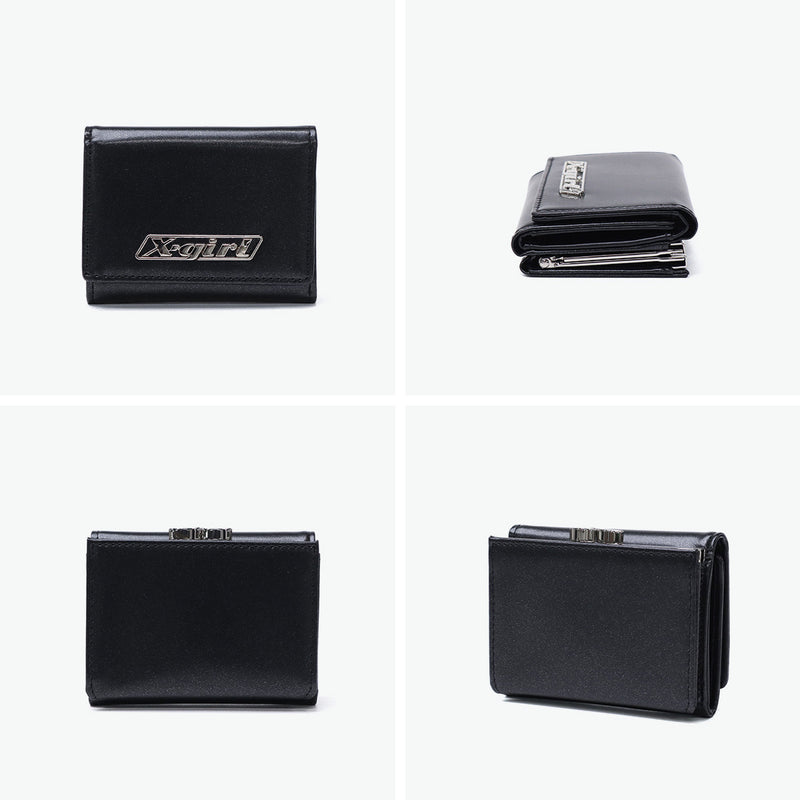 Dompet dompet tri-lipat x-gadis untuk wanita sekolah menengah gadis x-girl kompak tri-lipat jenama hitam logo plat mini dompet 105252054008