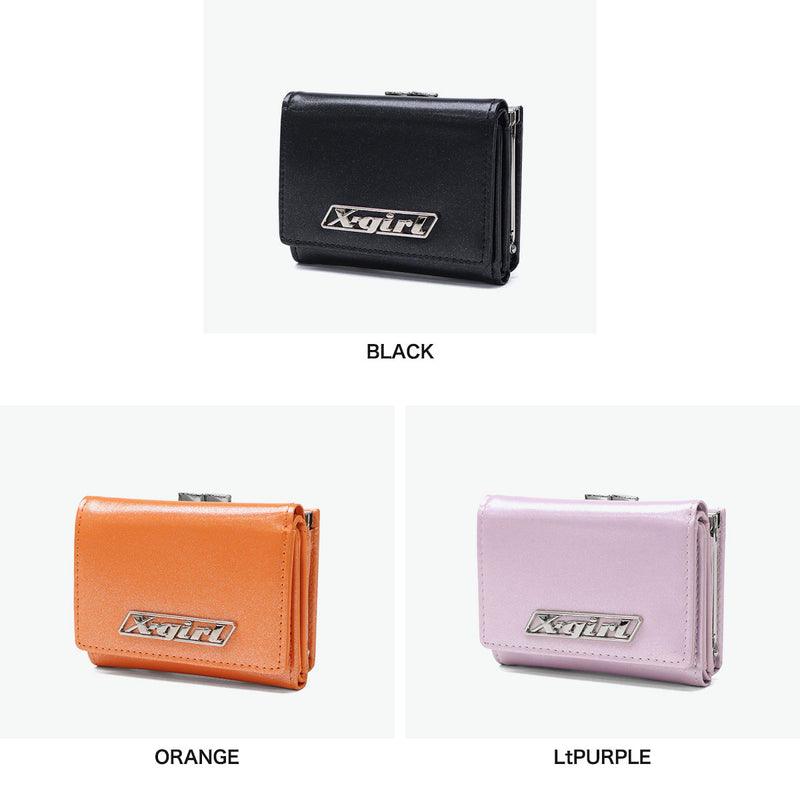 Dompet dompet tri-lipat x-gadis untuk wanita sekolah menengah gadis x-girl kompak tri-lipat jenama hitam logo plat mini dompet 105252054008