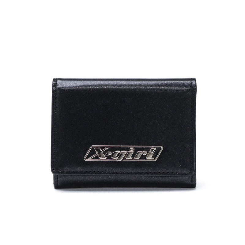 Dompet dompet tri-lipat x-gadis untuk wanita sekolah menengah gadis x-girl kompak tri-lipat jenama hitam logo plat mini dompet 105252054008