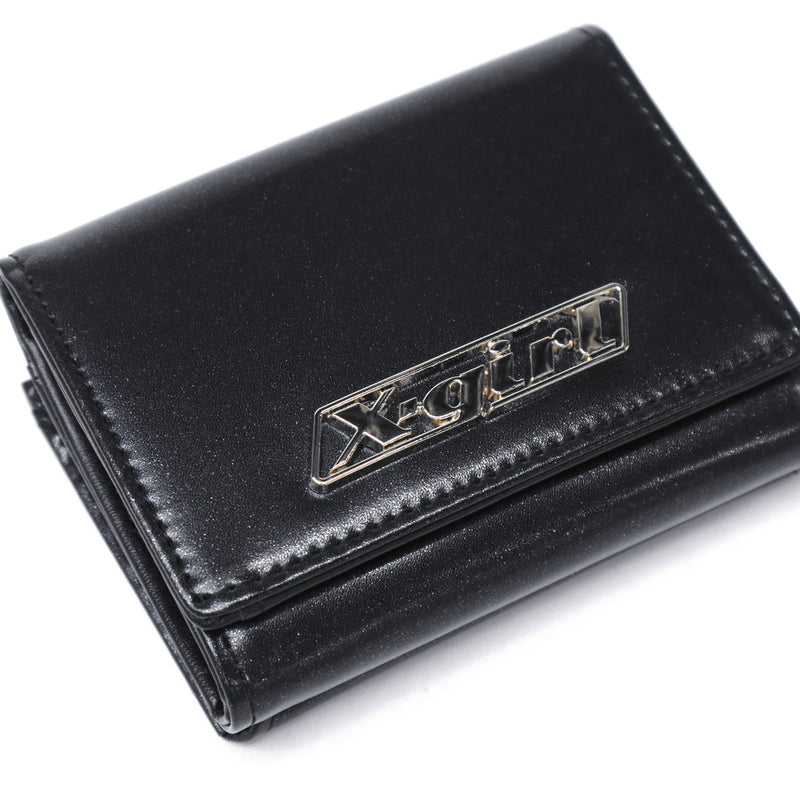 Dompet dompet tri-lipat x-gadis untuk wanita sekolah menengah gadis x-girl kompak tri-lipat jenama hitam logo plat mini dompet 105252054008