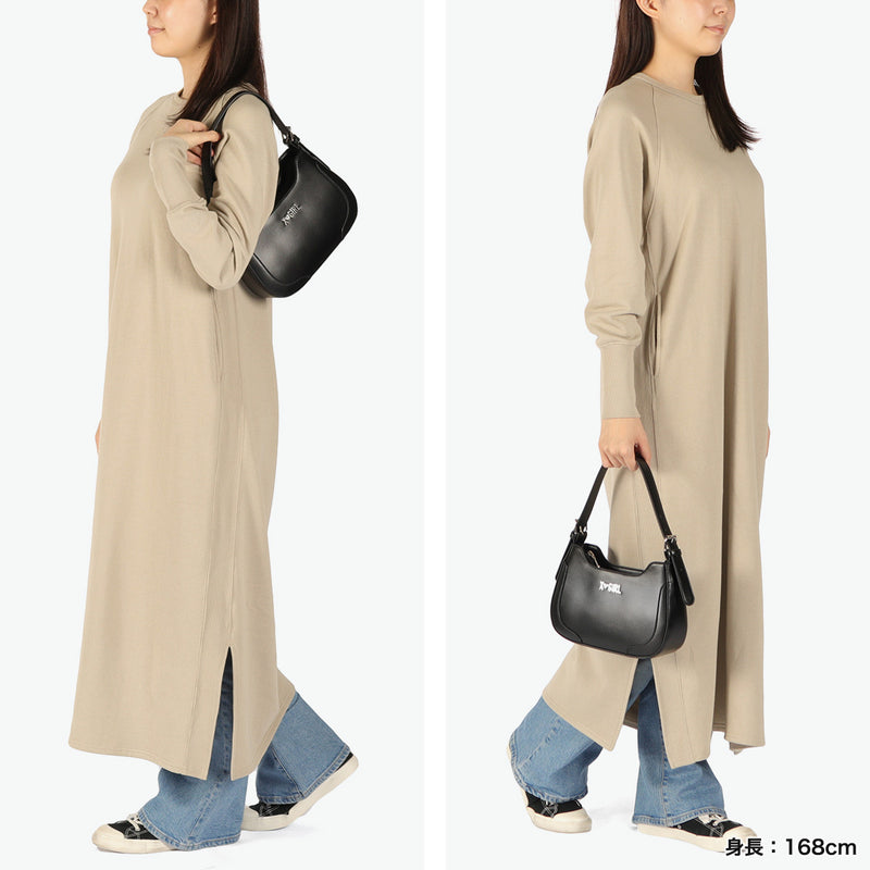【セール30％OFF】 エックスガール ハンドバッグ 小さめ X-girl バッグ レディース 黒 トートバッグ ファスナー付き ワンハンドル ミニバッグ ミニ 小さい 軽量 レトロ 肩掛け Y2K RHINESTONE LABEL HANDBAG 105252053006