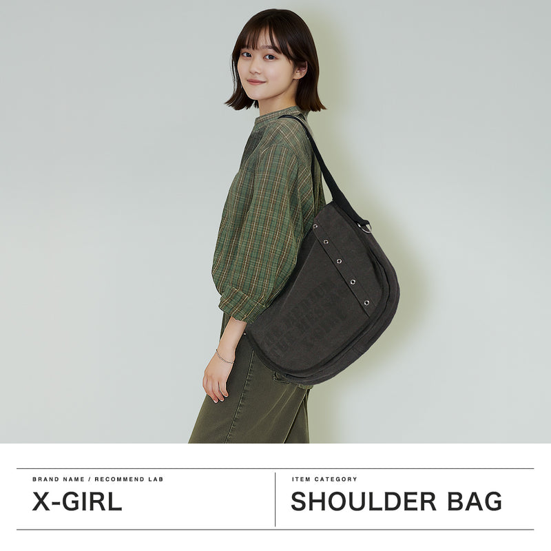 【セール30％OFF】 エックスガール ショルダーバッグ レディース 大容量 大きめ A4 X-girl バッグ 斜めがけ 軽量 大人 斜めがけバッグ 女子高生 ストリート 女子 通勤 通学 DISTRESSED PRINT SHOULDER BAG 105252053010