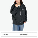 エックスガール パーカー レディース ジップ薄手 X-girl 秋 冬 大きめ おしゃれ ブランド ジップアップ スウェットパーカ 綿 フーディー ストリート トップス FACE BOX PATCH ZIP UP SWEAT HOODIE 105253012005