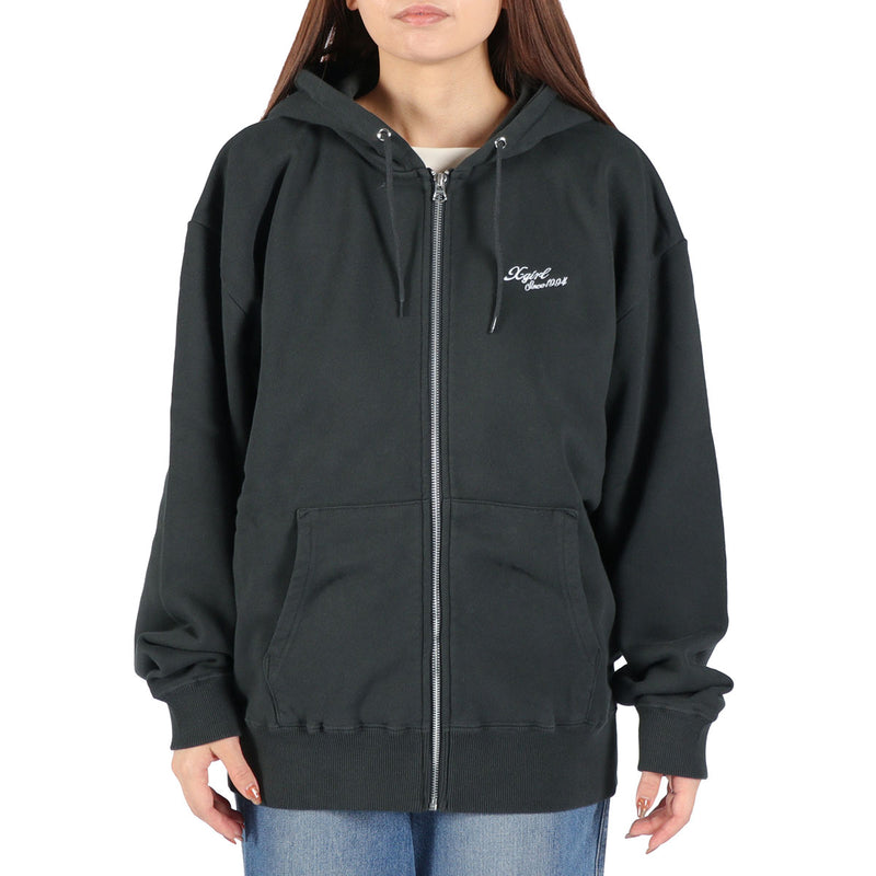 エックスガール パーカー レディース ジップ薄手 X-girl 秋 冬 大きめ おしゃれ ブランド ジップアップ スウェットパーカ 綿 フーディー ストリート トップス FACE BOX PATCH ZIP UP SWEAT HOODIE 105253012005