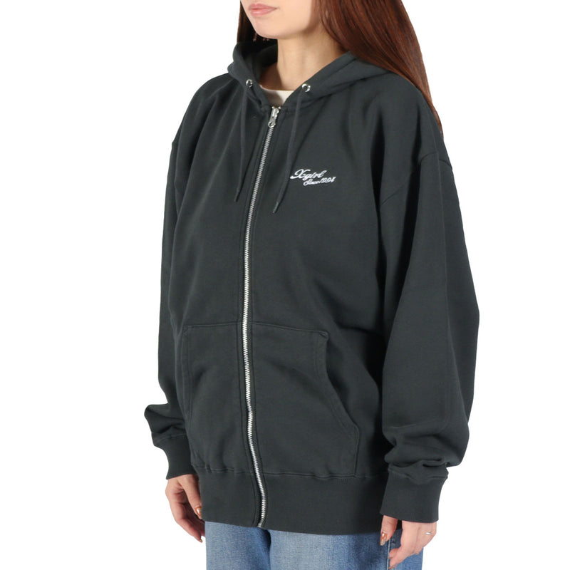 エックスガール パーカー レディース ジップ薄手 X-girl 秋 冬 大きめ おしゃれ ブランド ジップアップ スウェットパーカ 綿 フーディー ストリート トップス FACE BOX PATCH ZIP UP SWEAT HOODIE 105253012005