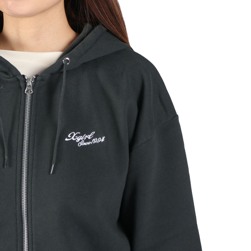 エックスガール パーカー レディース ジップ薄手 X-girl 秋 冬 大きめ おしゃれ ブランド ジップアップ スウェットパーカ 綿 フーディー ストリート トップス FACE BOX PATCH ZIP UP SWEAT HOODIE 105253012005