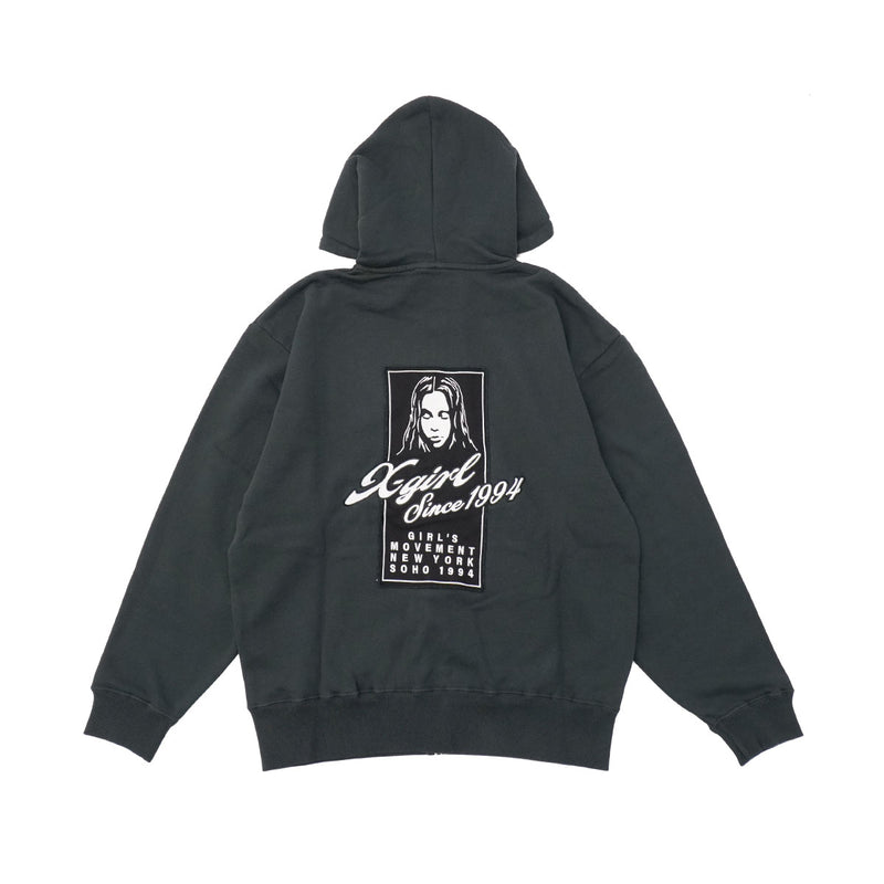 エックスガール パーカー レディース ジップ薄手 X-girl 秋 冬 大きめ おしゃれ ブランド ジップアップ スウェットパーカ 綿 フーディー ストリート トップス FACE BOX PATCH ZIP UP SWEAT HOODIE 105253012005