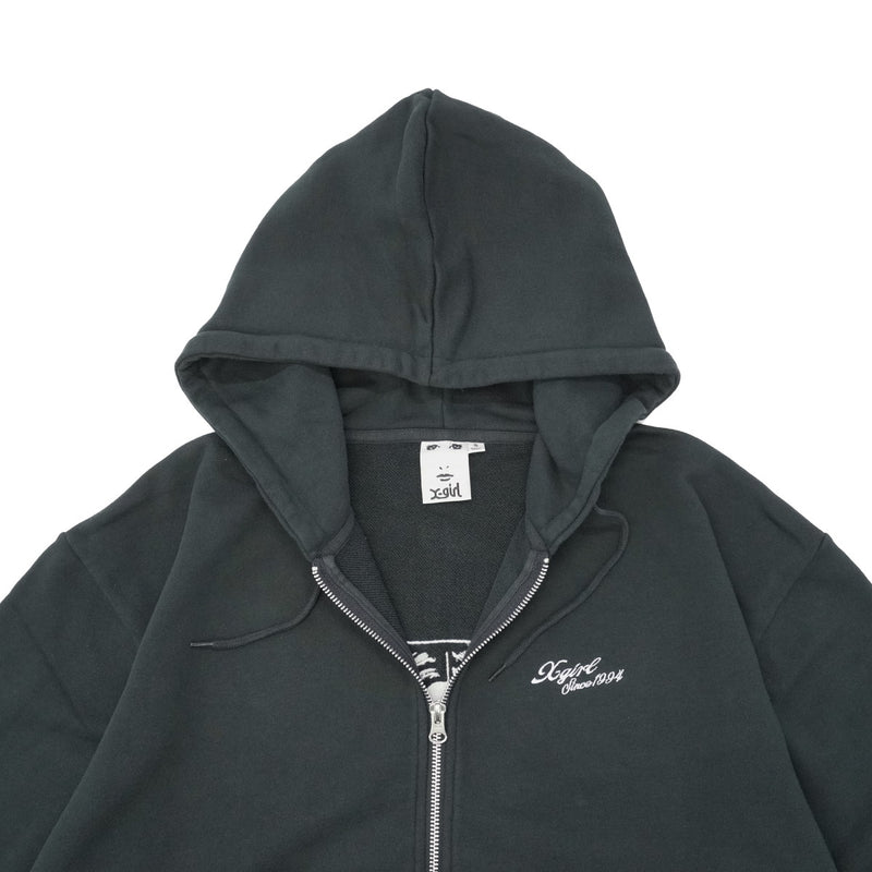 エックスガール パーカー レディース ジップ薄手 X-girl 秋 冬 大きめ おしゃれ ブランド ジップアップ スウェットパーカ 綿 フーディー ストリート トップス FACE BOX PATCH ZIP UP SWEAT HOODIE 105253012005