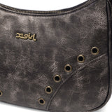 エックスガール ハンドバッグ レディース 小さめ 横長 X-girl バッグ 軽量 フェイクレザー 合皮 ハトメ ミニサイズ ブランド かわいい おしゃれ コンパクト EYELET FAUX LEATHER HAND BAG 105253053010