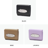 エックスガール 三つ折り財布 レディース かわいい 女子高生 ブランド X-girl 財布 折り財布 ウォレット コンパクト 黒 ブラック 三つ折り 小さめ SILVER GLITTER OVAL LOGO BUCKLE MINI WALLET 105253054008