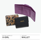 エックスガール 三つ折り財布 レディース かわいい 女子高生 ブランド X-girl 財布 折り財布 ウォレット コンパクト 黒 ブラック 三つ折り 小さめ ミニ MILLS LOGO FAUX LEATHER MINI WALLET 105253054012