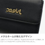 エックスガール 三つ折り財布 レディース かわいい 女子高生 ブランド X-girl 財布 折り財布 ウォレット コンパクト 黒 ブラック 三つ折り 小さめ ミニ MILLS LOGO FAUX LEATHER MINI WALLET 105253054012