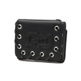 エックスガール 三つ折り財布 レディース かわいい ブランド X-girl 財布 ミニ財布 軽量 フェイクレザー 合皮 ハトメ ミニサイズ 小さめ おしゃれ ロゴ FAUX LEATHER PATCH WALLET 105253054014