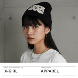 エックスガール ニット帽 レディース 帽子 X-girl ニット帽子 ビーニー ブランド 女子 かっこいい ストリート ロゴ フリーサイズ DISTRESSED LOGO PATCH BEANIE 105254051002