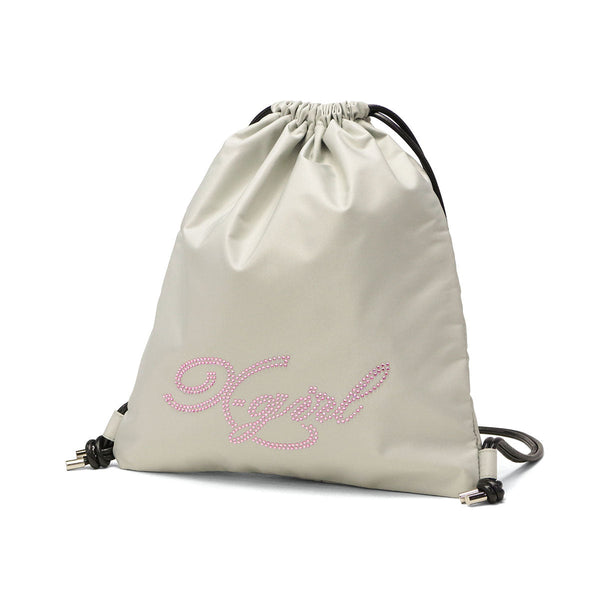 エックスガール ナップサック レディース おしゃれ リュック X-girl かわいい 軽量 ブランド ストリート バッグ 巾着 高校生 女子 大人 ラインストーン ロゴ ブラック A4 RHINESTONE KNAPSACK 105254053008