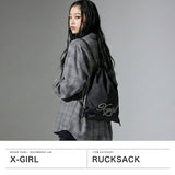 エックスガール ナップサック レディース おしゃれ リュック X-girl かわいい 軽量 ブランド ストリート バッグ 巾着 高校生 女子 大人 ラインストーン ロゴ ブラック A4 RHINESTONE KNAPSACK 105254053008