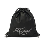 エックスガール ナップサック レディース おしゃれ リュック X-girl かわいい 軽量 ブランド ストリート バッグ 巾着 高校生 女子 大人 ラインストーン ロゴ ブラック A4 RHINESTONE KNAPSACK 105254053008