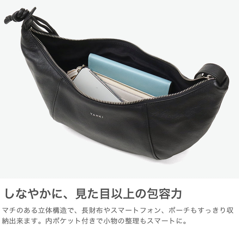 ヤーキ ショルダーバッグ レディース 軽量 YAHKI バッグ 小さめ 小さい コンパクト 斜めがけ ショルダー 肩掛け 手持ち ブランド 大人 上品 革 本革 レザー おしゃれ 2WAY LEATHER SHOULDER BAG YH-741