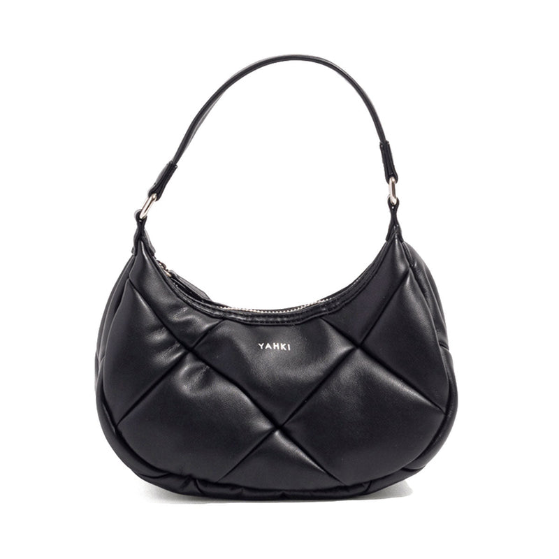 ヤーキ ハンドバッグ レディース 小さめ YAHKI バッグ 軽量 軽い ブランド コンパクト ミニ 上品 大人 おしゃれ かわいい シンプル キルティング ハーフムーン フェイクレザー FAKE LEATHER HAND BAG YH-745