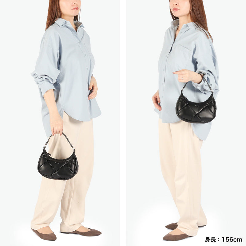 ヤーキ ハンドバッグ レディース 小さめ YAHKI バッグ 軽量 軽い ブランド コンパクト ミニ 上品 大人 おしゃれ かわいい シンプル キルティング ハーフムーン フェイクレザー FAKE LEATHER HAND BAG YH-745