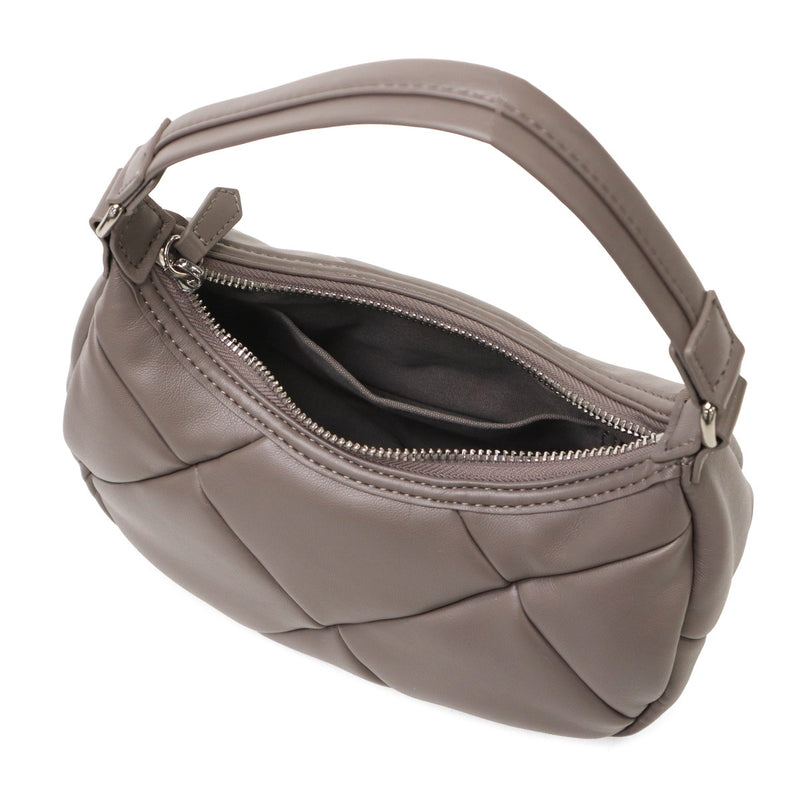 ヤーキ ハンドバッグ レディース 小さめ YAHKI バッグ 軽量 軽い ブランド コンパクト ミニ 上品 大人 おしゃれ かわいい シンプル キルティング ハーフムーン フェイクレザー FAKE LEATHER HAND BAG YH-745