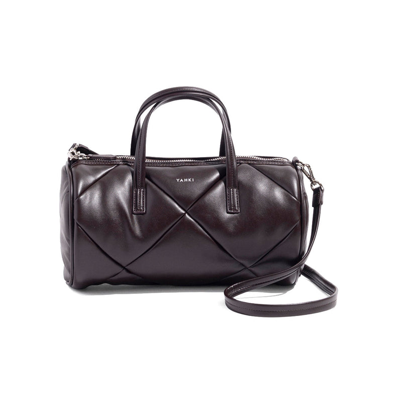 ヤーキ ボストンバッグ レディース かわいい 軽量 キルティング YAHKI バッグ ショルダーバッグ ブランド 小さめ ミニショルダー おしゃれ シンプル ロゴ ロール型 合皮 2WAY FAKE CROSSBODY BAG YH-746