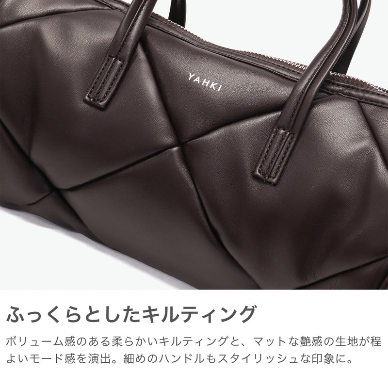 ヤーキ ボストンバッグ レディース かわいい 軽量 キルティング YAHKI バッグ ショルダーバッグ ブランド 小さめ ミニショルダー おしゃれ シンプル ロゴ ロール型 合皮 2WAY FAKE CROSSBODY BAG YH-746