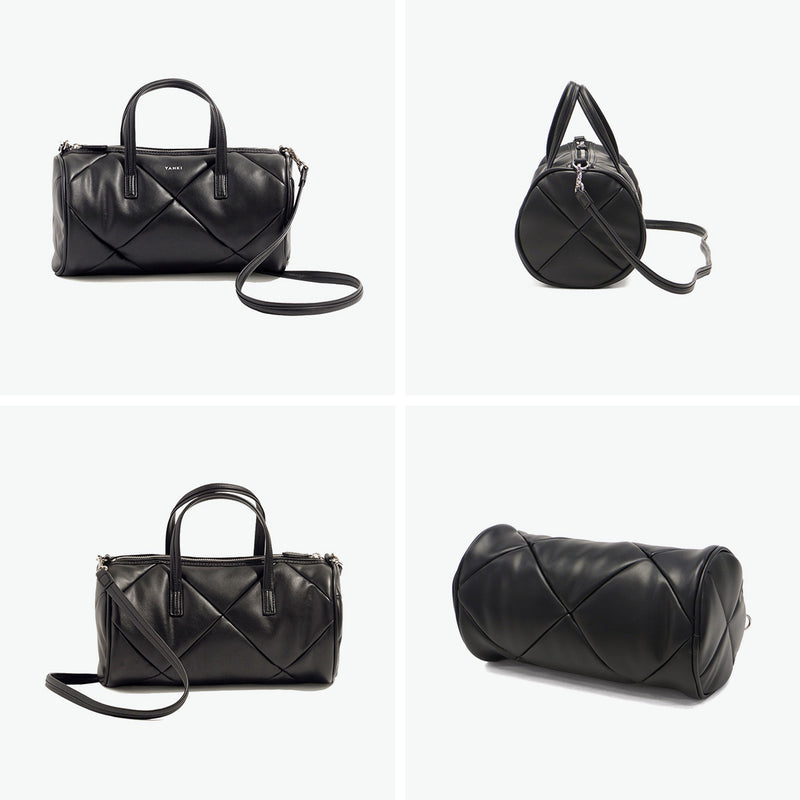 ヤーキ ボストンバッグ レディース かわいい 軽量 キルティング YAHKI バッグ ショルダーバッグ ブランド 小さめ ミニショルダー おしゃれ シンプル ロゴ ロール型 合皮 2WAY FAKE CROSSBODY BAG YH-746