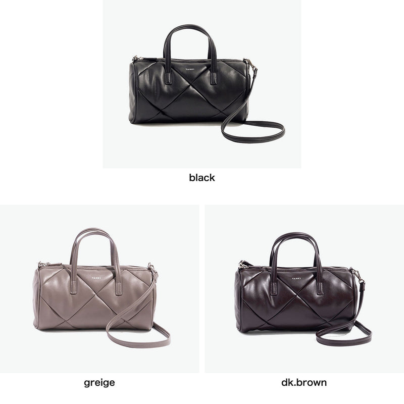 ヤーキ ボストンバッグ レディース かわいい 軽量 キルティング YAHKI バッグ ショルダーバッグ ブランド 小さめ ミニショルダー おしゃれ シンプル ロゴ ロール型 合皮 2WAY FAKE CROSSBODY BAG YH-746